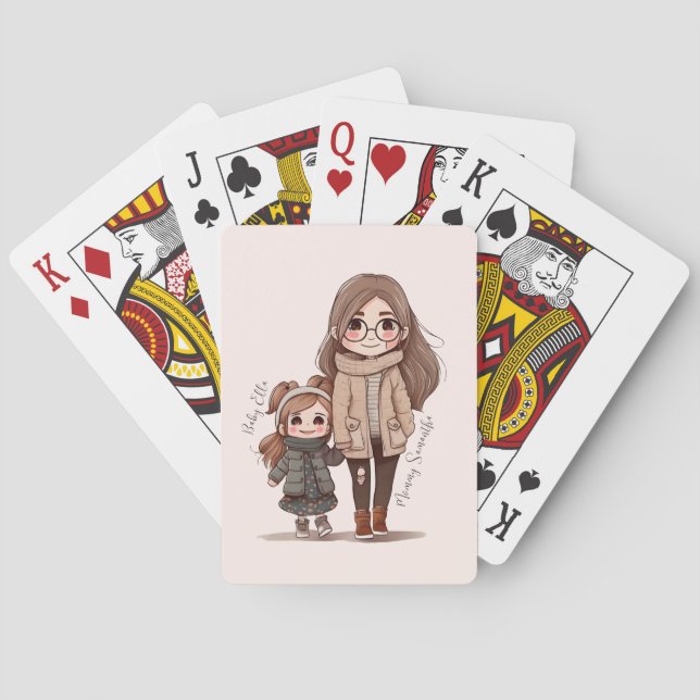 Adorable Mum and Daughter Bond (5) Playing Cards (Back)