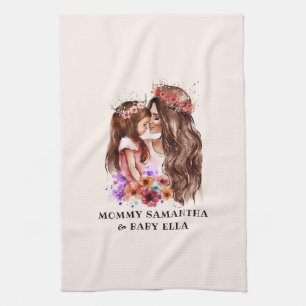 Adorable Mum and Daughter Bond (6) Tea Towel