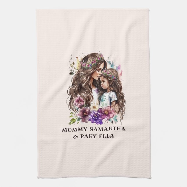 Adorable Mum and Daughter Bond (7) Tea Towel (Vertical)