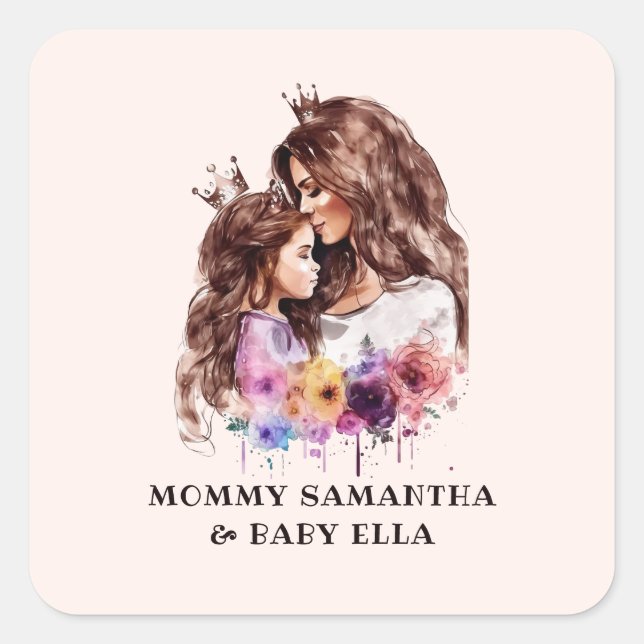 Adorable Mum and Daughter Bond (8) Square Sticker (Front)