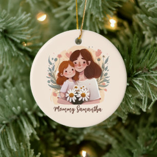 Adorable Mum and Daughter Bond - Floral Frame (2) Ceramic Tree Decoration