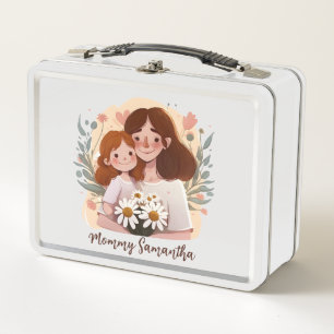 Adorable Mum and Daughter Bond - Floral Frame (2) Metal Lunch Box