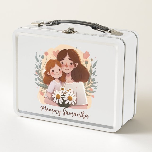 Adorable Mum and Daughter Bond - Floral Frame (2) Metal Lunch Box (Front)