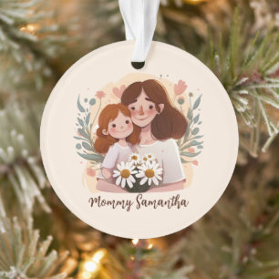 Adorable Mum and Daughter Bond - Floral Frame (2) Ornament