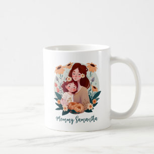 Adorable Mum and Daughter Bond - Floral Frame (3) Coffee Mug