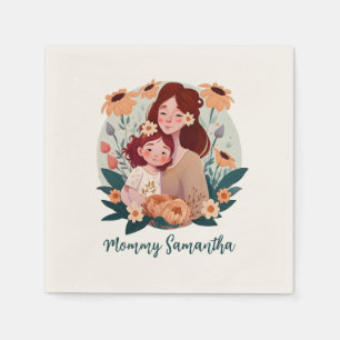 Adorable Mum and Daughter Bond - Floral Frame (3) Napkin