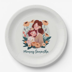 Adorable Mum and Daughter Bond - Floral Frame (3) Paper Plate