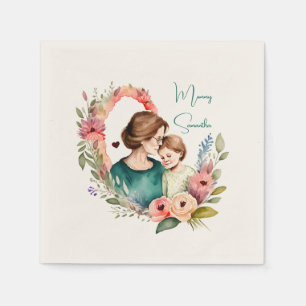 Adorable Mum and Daughter Bond - Floral Frame (4) Napkin
