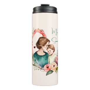 Adorable Mum and Daughter Bond - Floral Frame (4) Thermal Tumbler