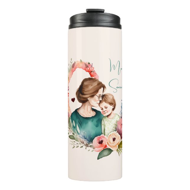 Adorable Mum and Daughter Bond - Floral Frame (4) Thermal Tumbler (Front)