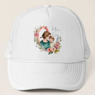 Adorable Mum and Daughter Bond - Floral Frame (4) Trucker Hat
