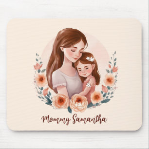 Adorable Mum and Daughter Bond - Floral Frame Mouse Mat