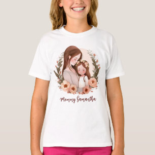 Adorable Mum and Daughter Bond - Floral Frame T-Shirt