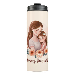 Adorable Mum and Daughter Bond - Floral Frame Thermal Tumbler