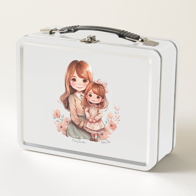 Adorable Mum and Daughter Bond Metal Lunch Box (Front)