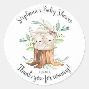 Adorable Mum & Baby Bunny Baby Shower Favour Classic Round Sticker