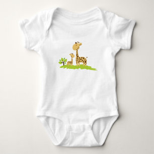 Adorable Mum & Baby Giraffe Green & Yellow Bodysuit