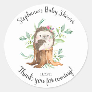 Adorable Mum & Baby Hedgehog Baby Shower Favour Classic Round Sticker