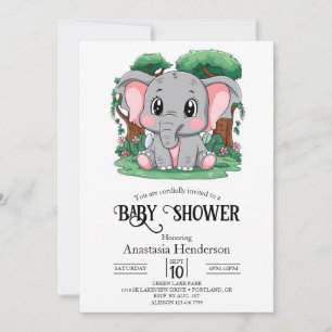 Adorable Mystical Elephant Digital Baby Shower Invitation