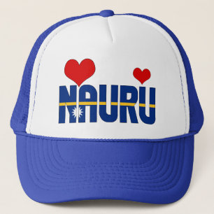 Adorable Nauru Flag Hearts Patriotic Trucker Hat