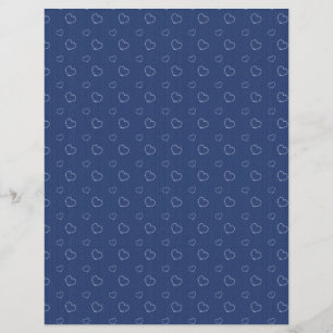 Adorable Navy Blue Textured Heart Scrapbook Paper