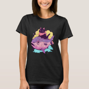 Adorable Nekos Tuna Fish Ride Whimsical Pastel Got T-Shirt
