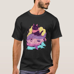 Adorable Nekos Tuna Fish Ride Whimsical Pastel Got T-Shirt