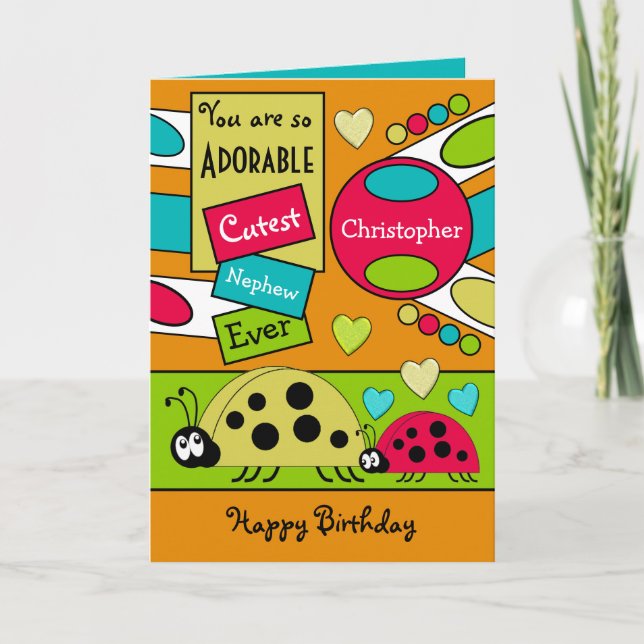 Adorable nephew ladybugs special boy red blue card (Front)