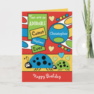 Adorable nephew ladybugs special boy red green card