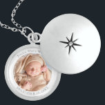 Adorable Newborn Baby Custom Photo Locket Necklace<br><div class="desc">Adorable newborn baby photo locket with chain.  Add any babies name,  date,  and photo for a special gift or occasion. Visit my shop for the entire jewellery and necklace design collection.</div>