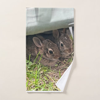 Adorable newly born bunnies hand towel