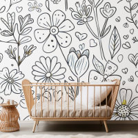 Adorable Nursery Flowers and Hearts Colouring Desi