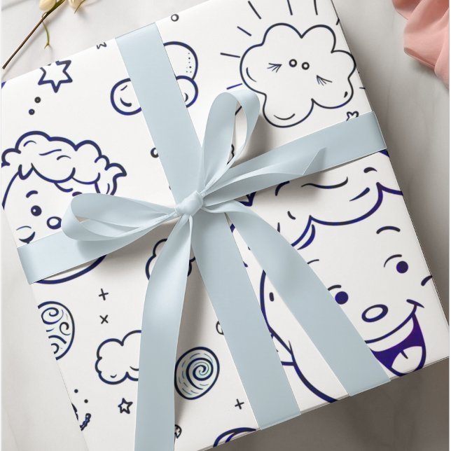 Adorable Nursery Kids Pattern Colouring Page Wrapping Paper (Creator Uploaded)
