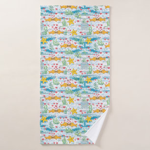 Adorable Ocean Love Pattern Cute Fish & Starfish Bath Towel