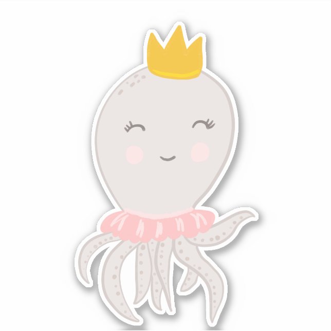 Adorable Octapus illustration with crown (Front)