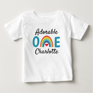 Adorable One with a Rainbow and Heart Baby T-Shirt
