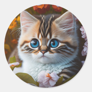 Adorable Orange and White Kitten Classic Round Sticker