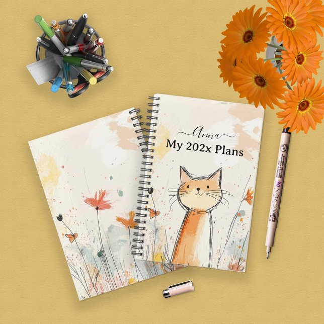 Adorable Orange Cat Illustration Personalised Planner (Creator Uploaded)