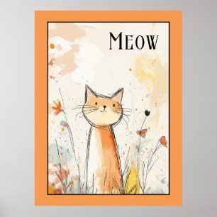 Adorable Orange Cat Illustration Poster
