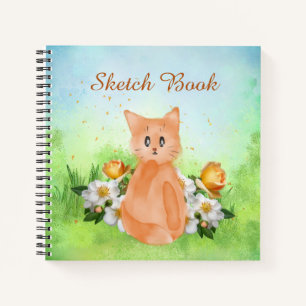 Adorable Orange Cat Sketch Book For Kids