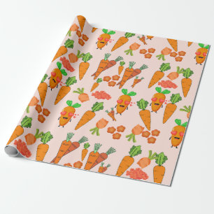 Adorable Orange Party Carrot Wrapping Paper