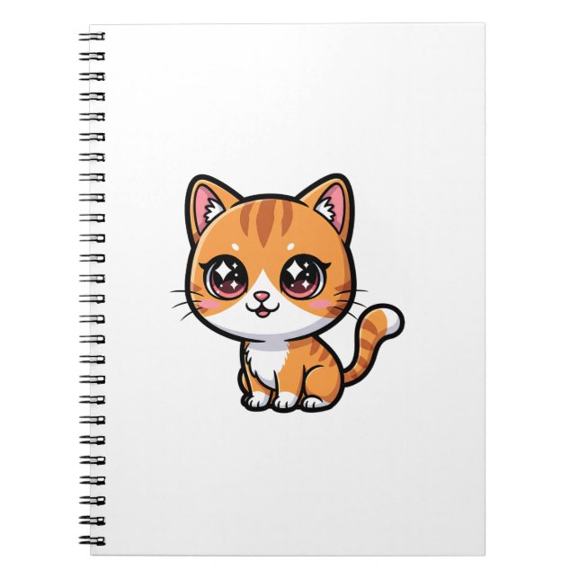 Adorable Orange Tabby Cartoon Cat Notebook (Front)