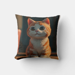 Adorable Orange Tabby Cat Illustration - 8K Cutene Cushion