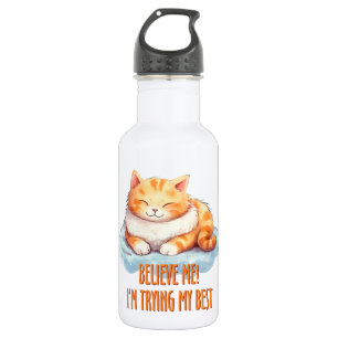 Adorable Orange Tabby Cat- I'm Trying My Best 532 Ml Water Bottle
