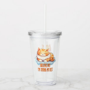 Adorable Orange Tabby Cat- I'm Trying My Best Acrylic Tumbler