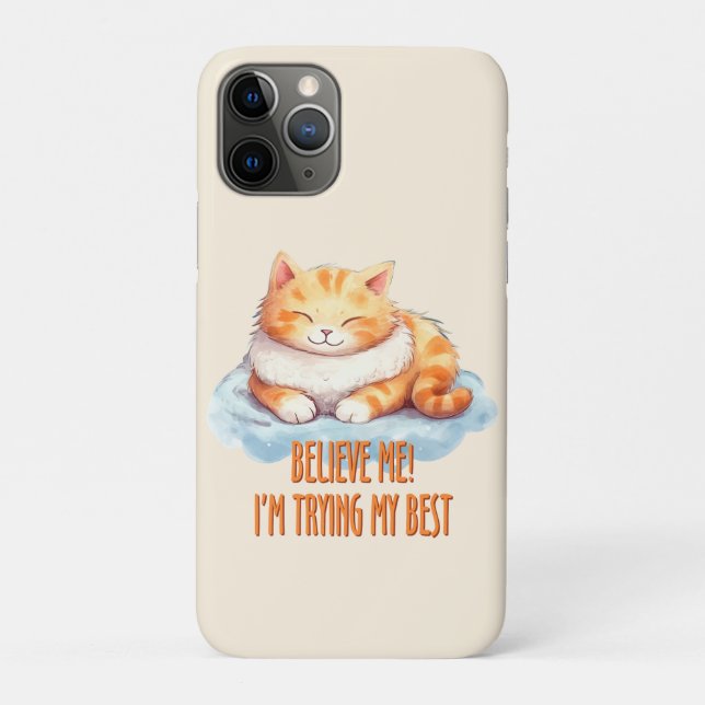 Adorable Orange Tabby Cat- I'm Trying My Best Case-Mate iPhone Case (Back)