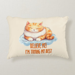Adorable Orange Tabby Cat- I'm Trying My Best Decorative Cushion