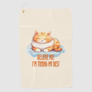 Adorable Orange Tabby Cat- I'm Trying My Best Golf Towel