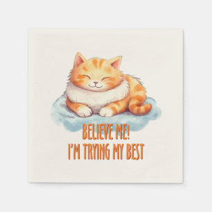 Adorable Orange Tabby Cat- I'm Trying My Best Napkin