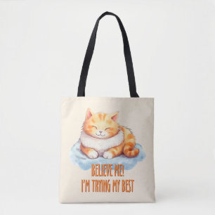 Adorable Orange Tabby Cat- I'm Trying My Best Tote Bag